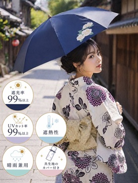 折りたたみ日傘（晴雨兼用）きもの道楽