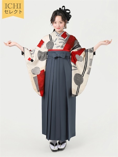 10％OFF【ICHIセレクト】卒業袴レンタルセット袴  蕾花 赤