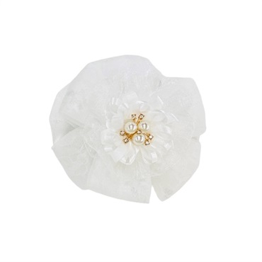 髪飾り　コサージュリボン２way ホワイト