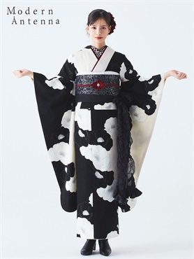 Modern Antenna 振袖レンタルセット 立涌のポピー(モノトーン)