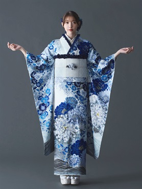 正絹振袖レンタルセット 蒼百花(青)