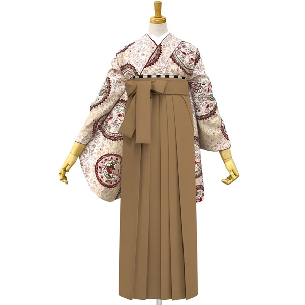 きもの単品 M0098 小鳥更紗 ベージュ